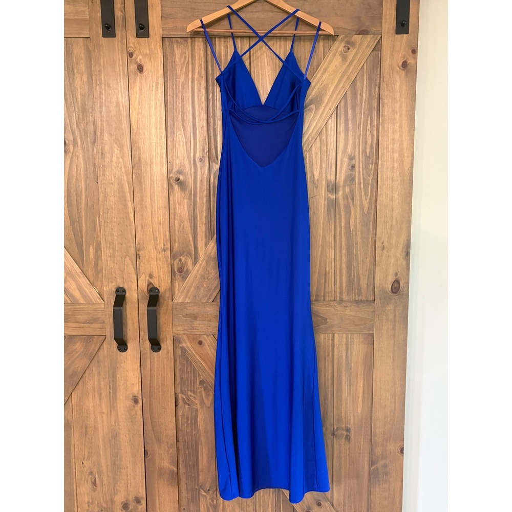 Windsor Royal Blue V-Neck Crisscross Back Mermaid Formal Gown Dress Size S 21550 - Picture 2 of 4